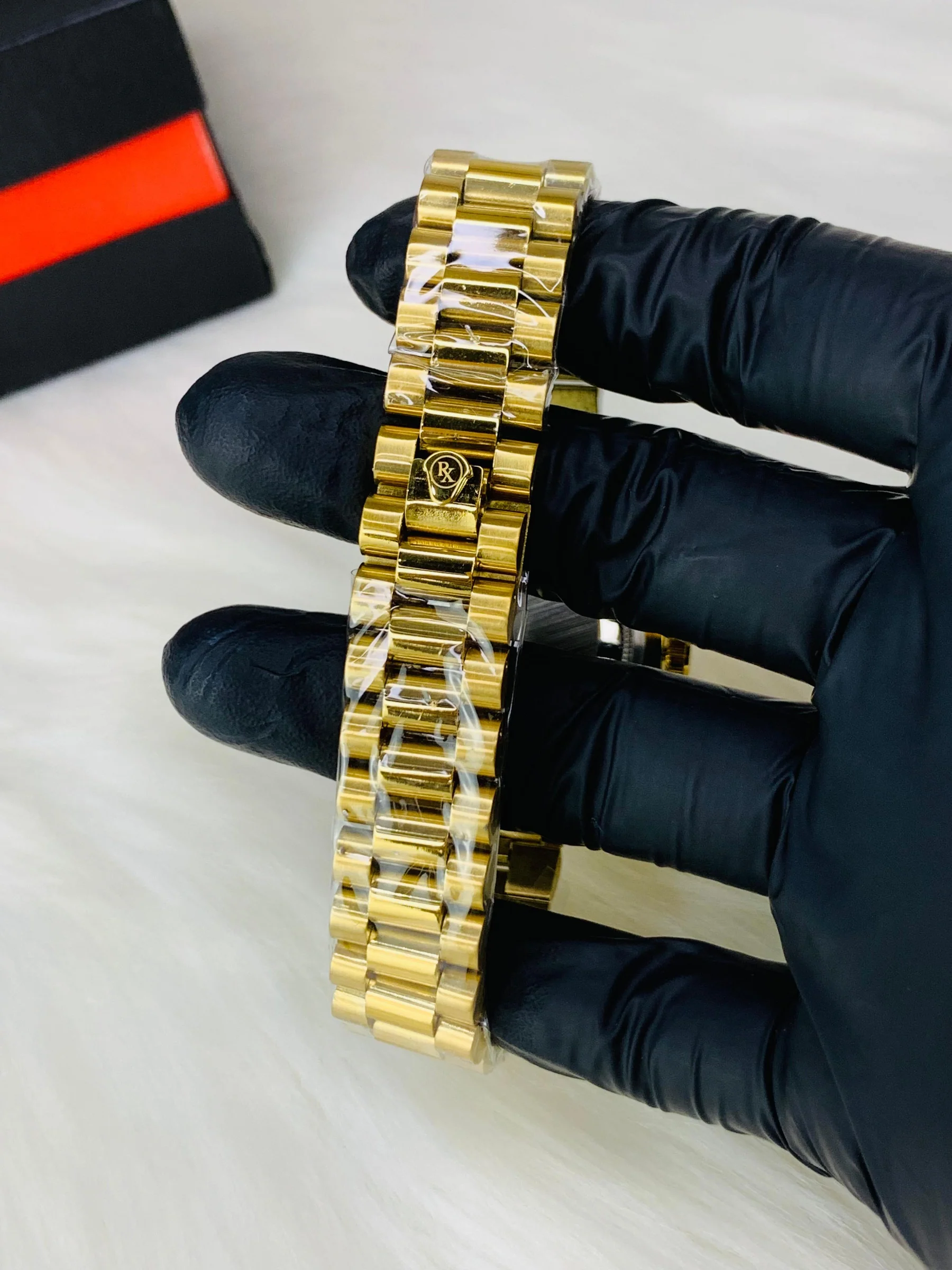 Gold Stainless Steel Wristwatch – Diamond Hour Markers - Image 2