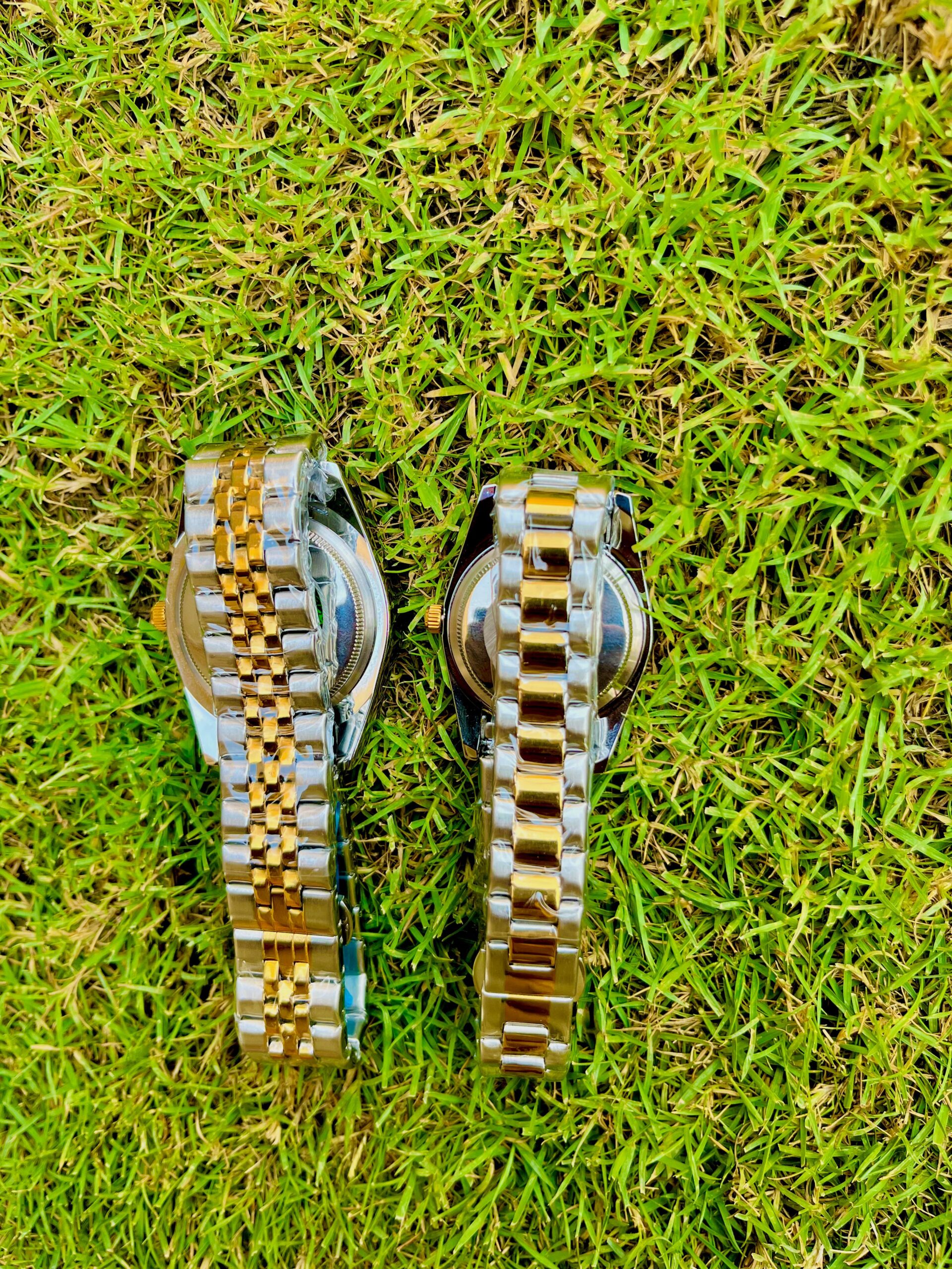 Couple Wristwatch Set – Two-Tone Gold & Silver | Diamond Markers | Date Display - Image 3