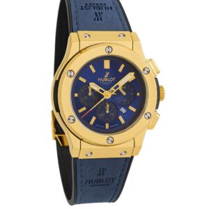 Hublot Chronograph Wristwatch – Gold-Tone Case with Blue Strap | Water Resistant