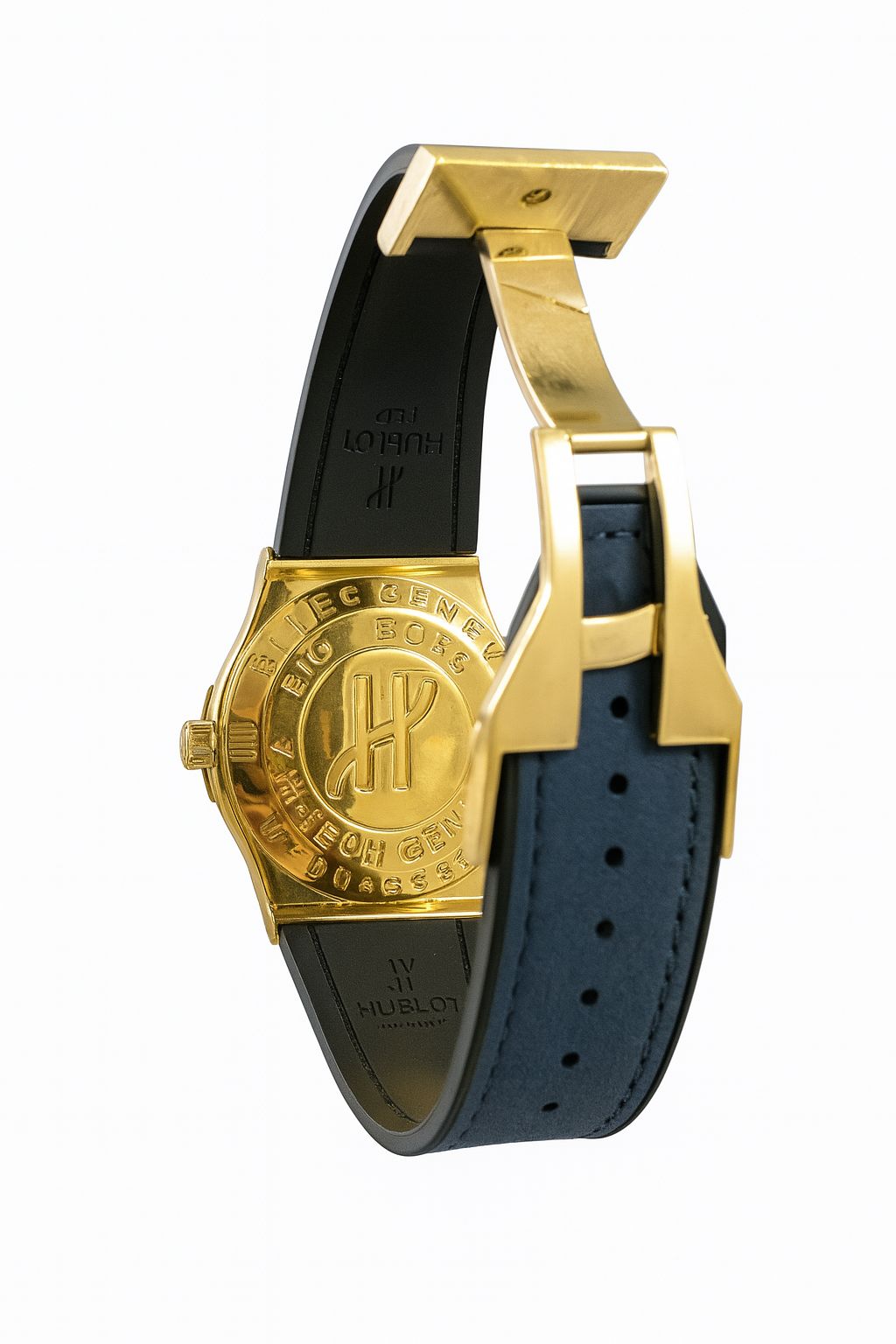 Hublot Chronograph Wristwatch – Gold-Tone Case with Blue Strap | Water Resistant - Image 2