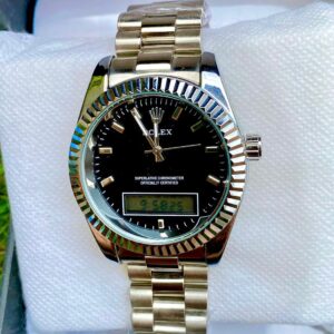 Modern Dual Display Wristwatch – Stainless Steel | Analog + Digital