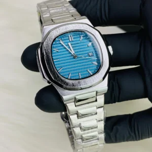 Blue Striped Dial with Silver Stainless Steel Bracelet